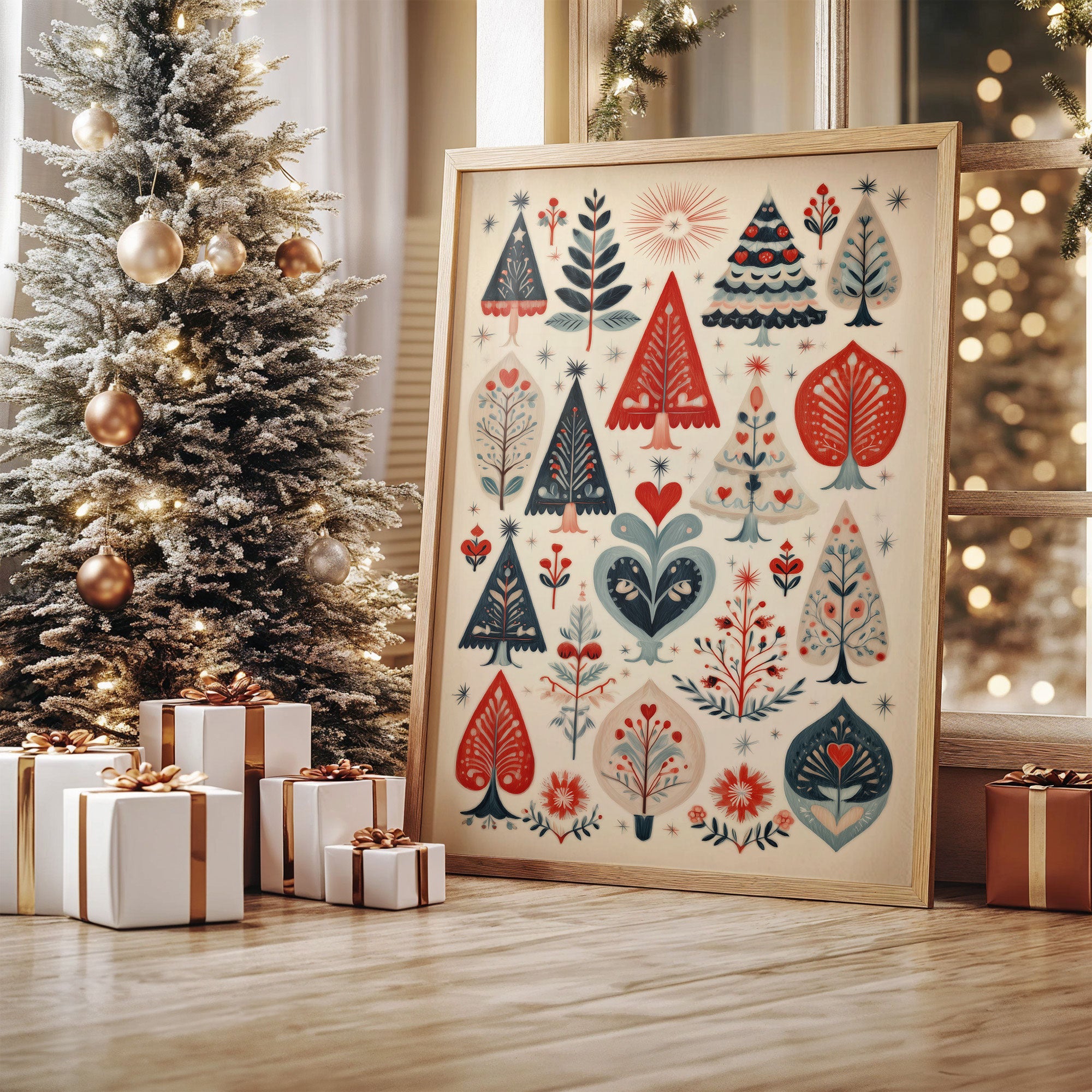 Scandinavian Folk-Art Christmas Trees Pattern