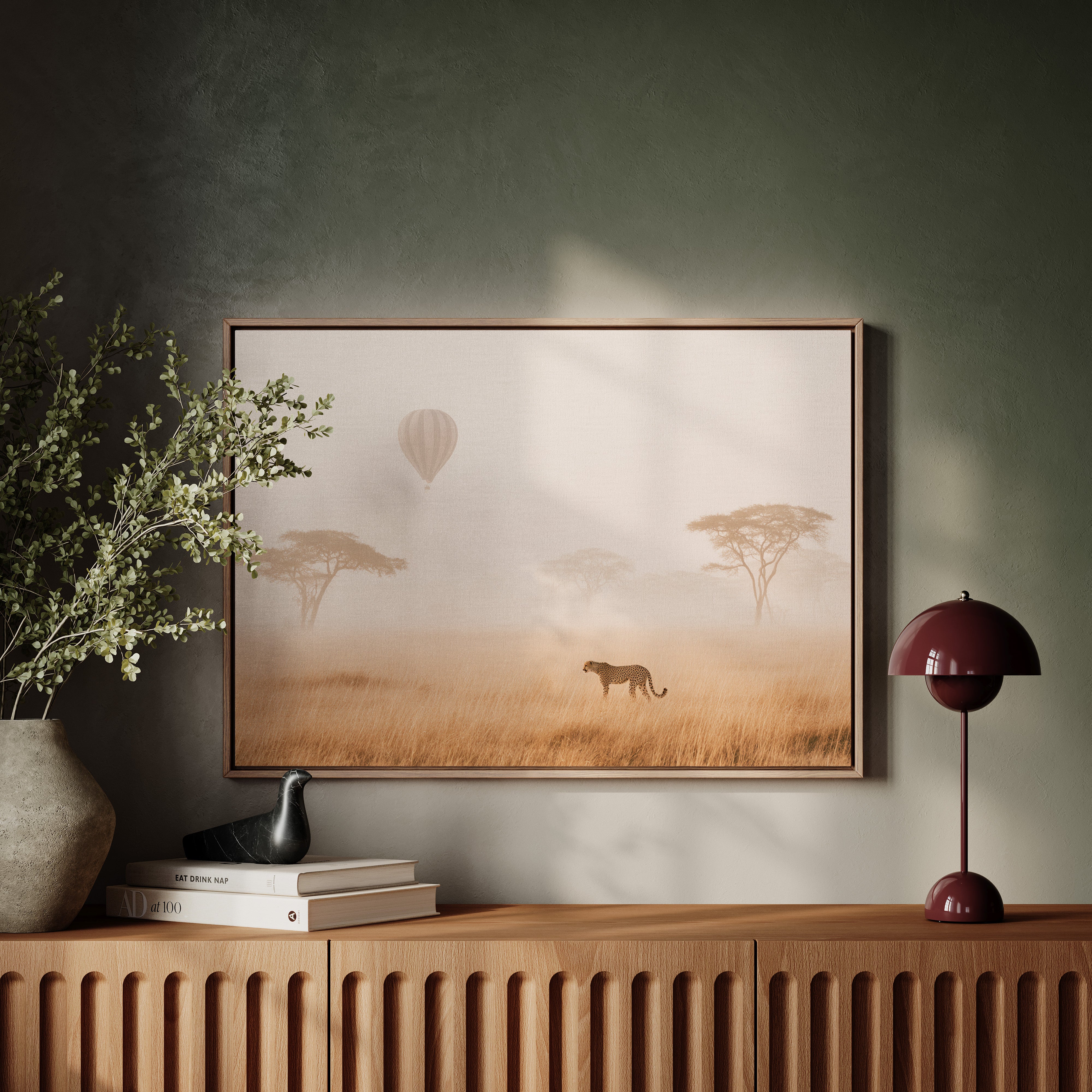 Cheetah's Dawn Under Floating Dreams