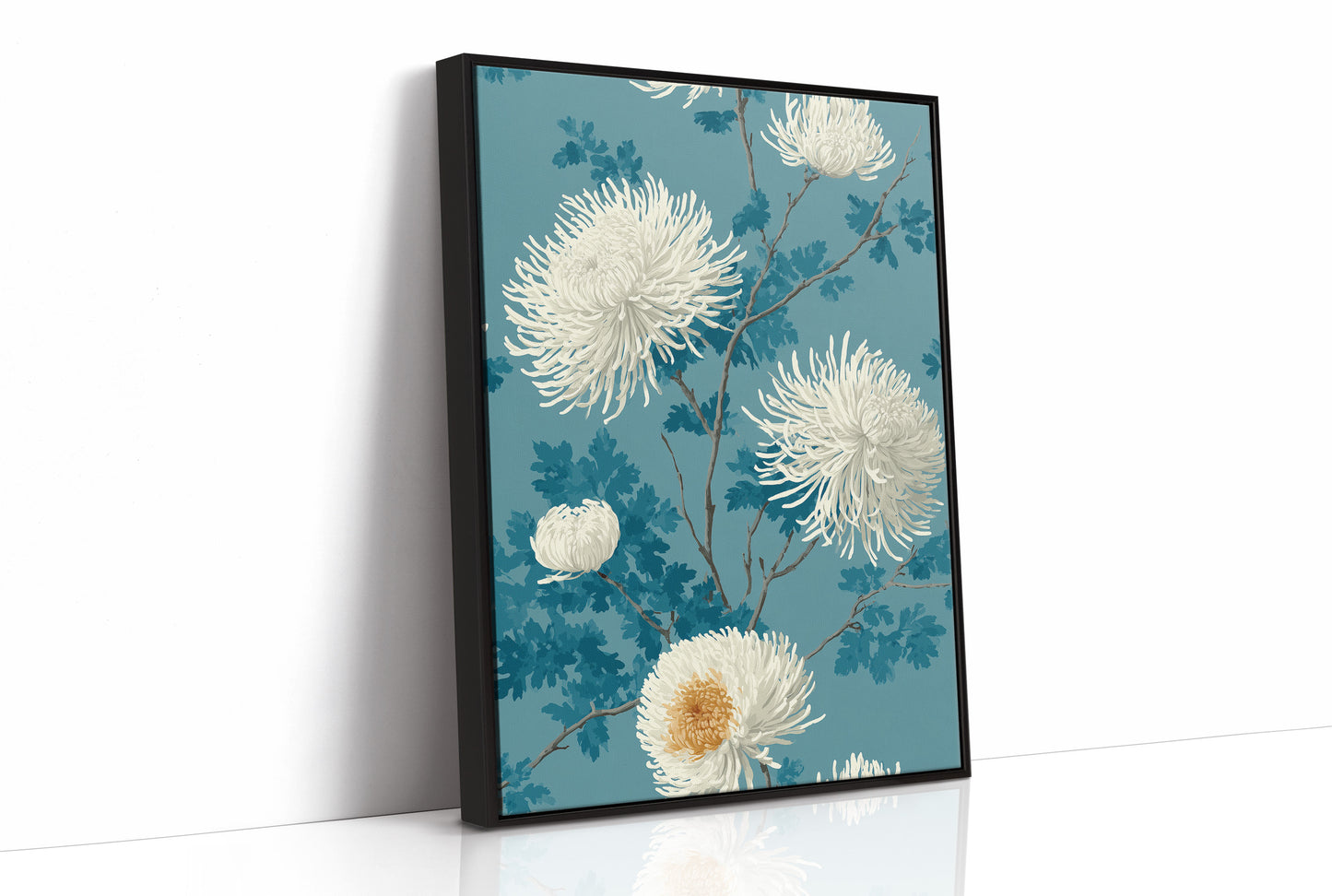 White Chrysanthemums on Still Water