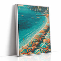 Mediterranean Reverie: Coral Parasols and Azure Waters