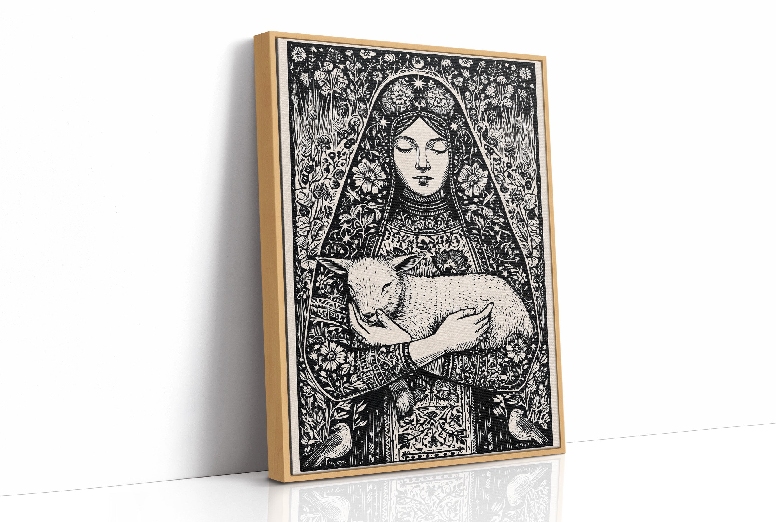 Madonna and Lamb: A Woodcut Devotion