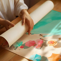 Colorful Parasols Dot Turquoise Shores