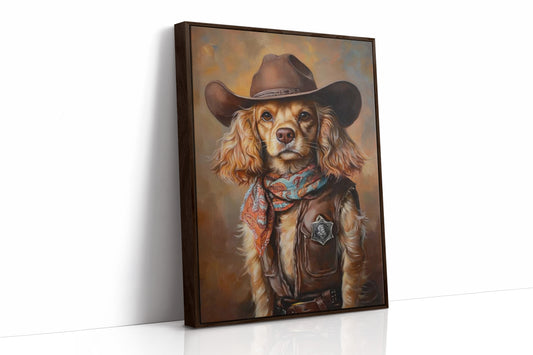Cocker Spaniel Sheriff in Turquoise and Rust