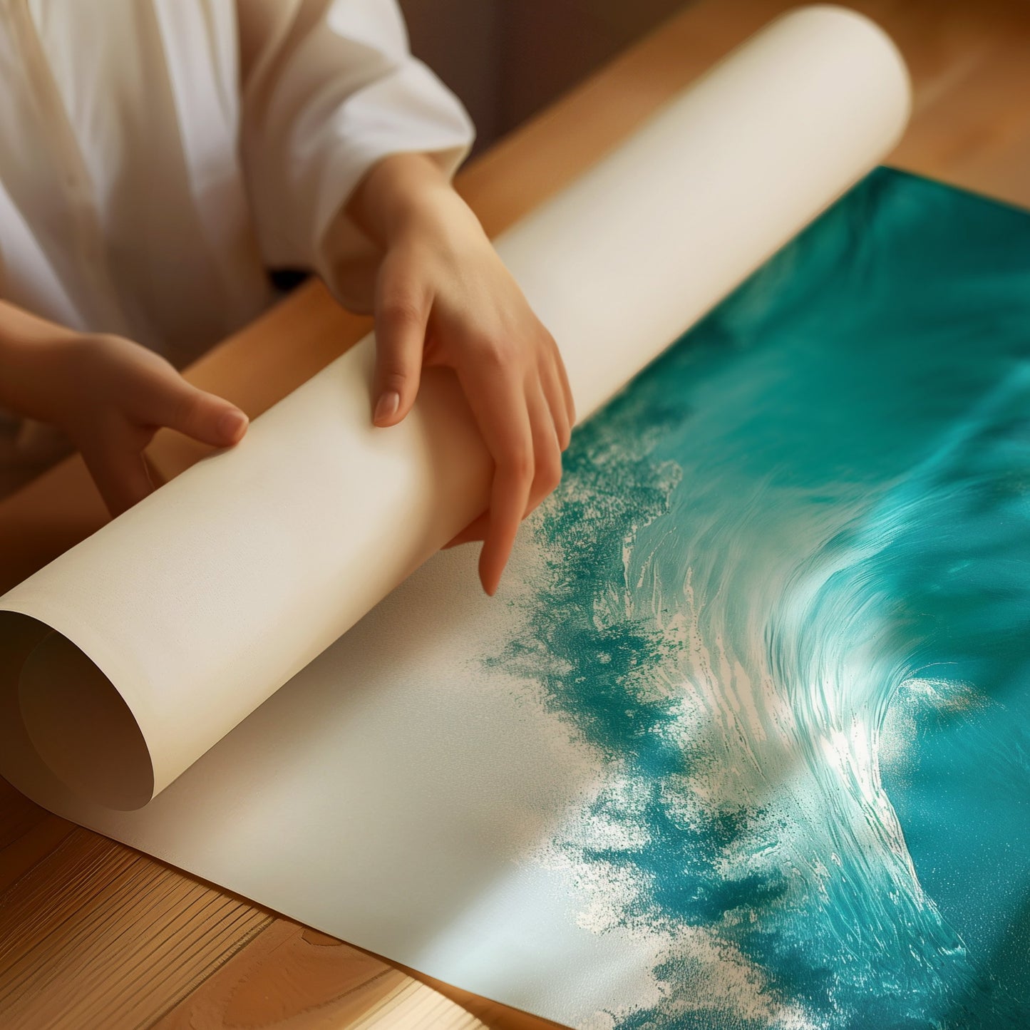 Turquoise Curl Against Weathered Boards