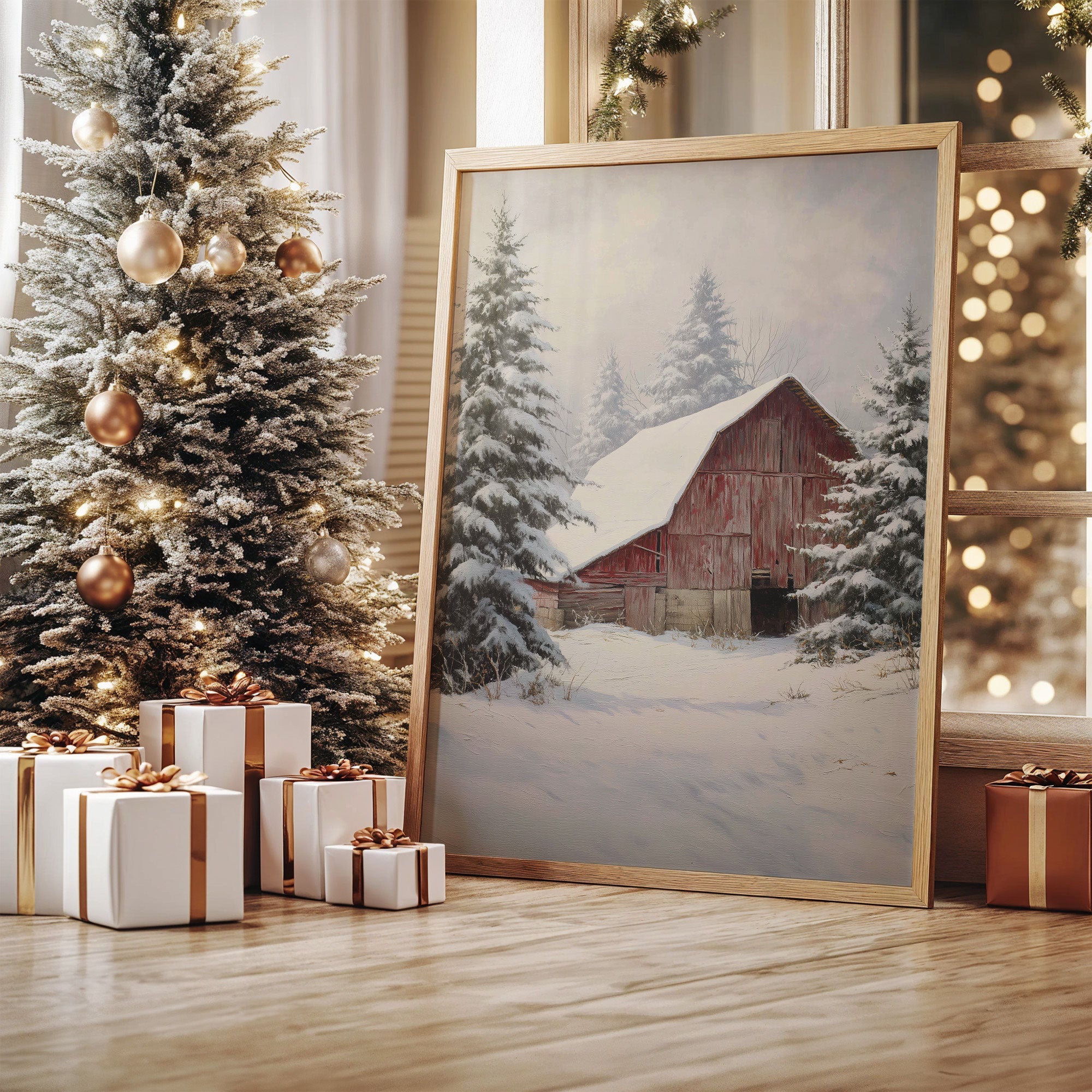 Snow Blankets The Red Barn Peace