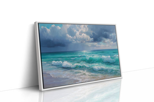 Turquoise Tides Meet Storm Clouds