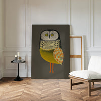 Stylized Owl with Golden Feathers