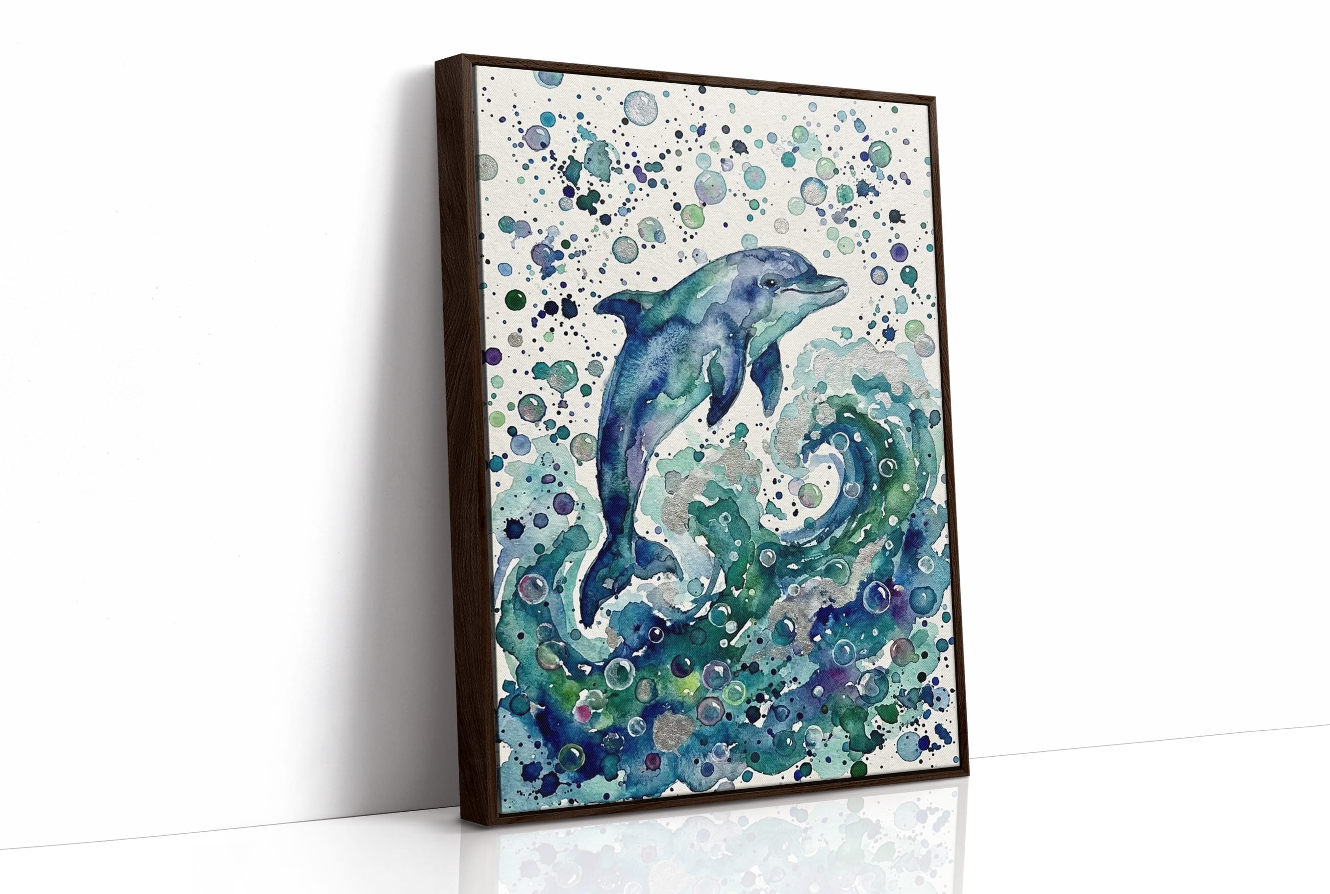 Breaking Free: Watercolor Leaping Dolphin