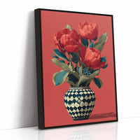 Red Tulips in a Traveled Vase