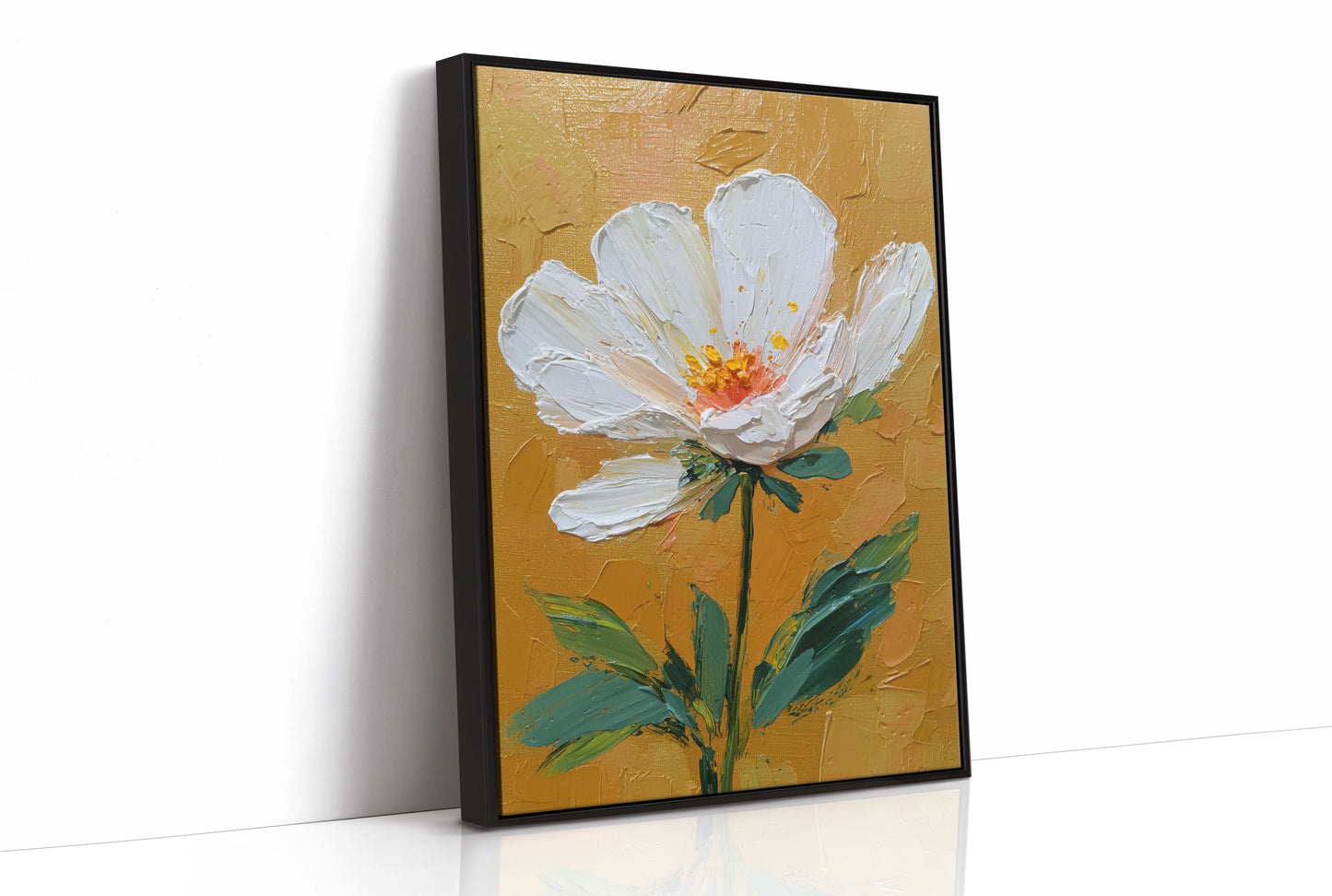 One White Bloom on Gold