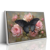 Dark Wings Among Blush Roses
