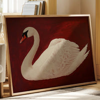 White Swan Against Crimson Night