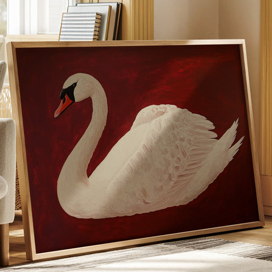 White Swan Against Crimson Night