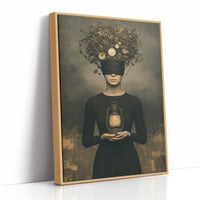Blindfolded Time: Woman with a Glowing Lantern