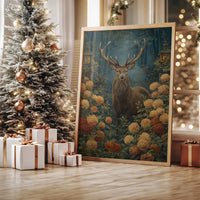 Stag Among Golden Chrysanthemums Glows