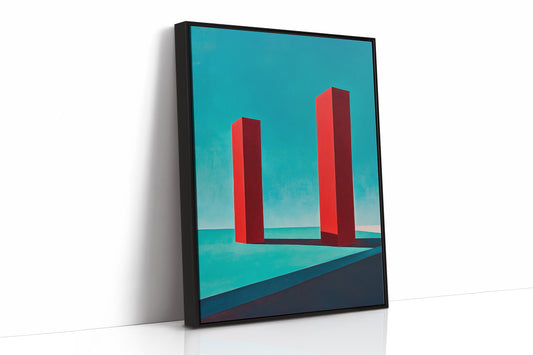 Red Pillars Against Turquoise Sky