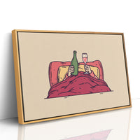 Champagne in Bed Minimal Illustration