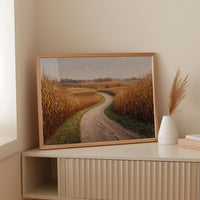 Harvest Path Winds Through Golden Fields