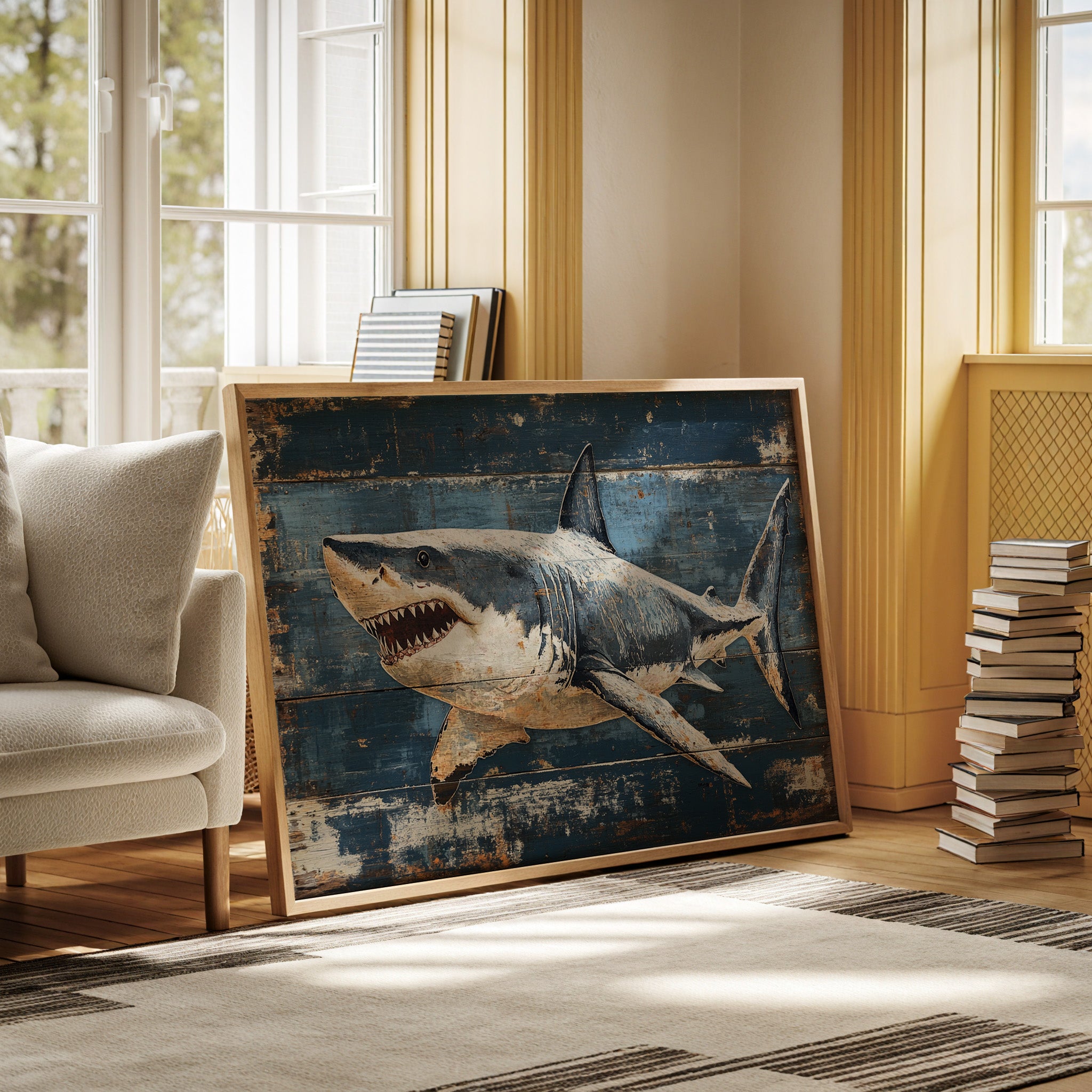 Deep Blue Tales On Weathered Wood