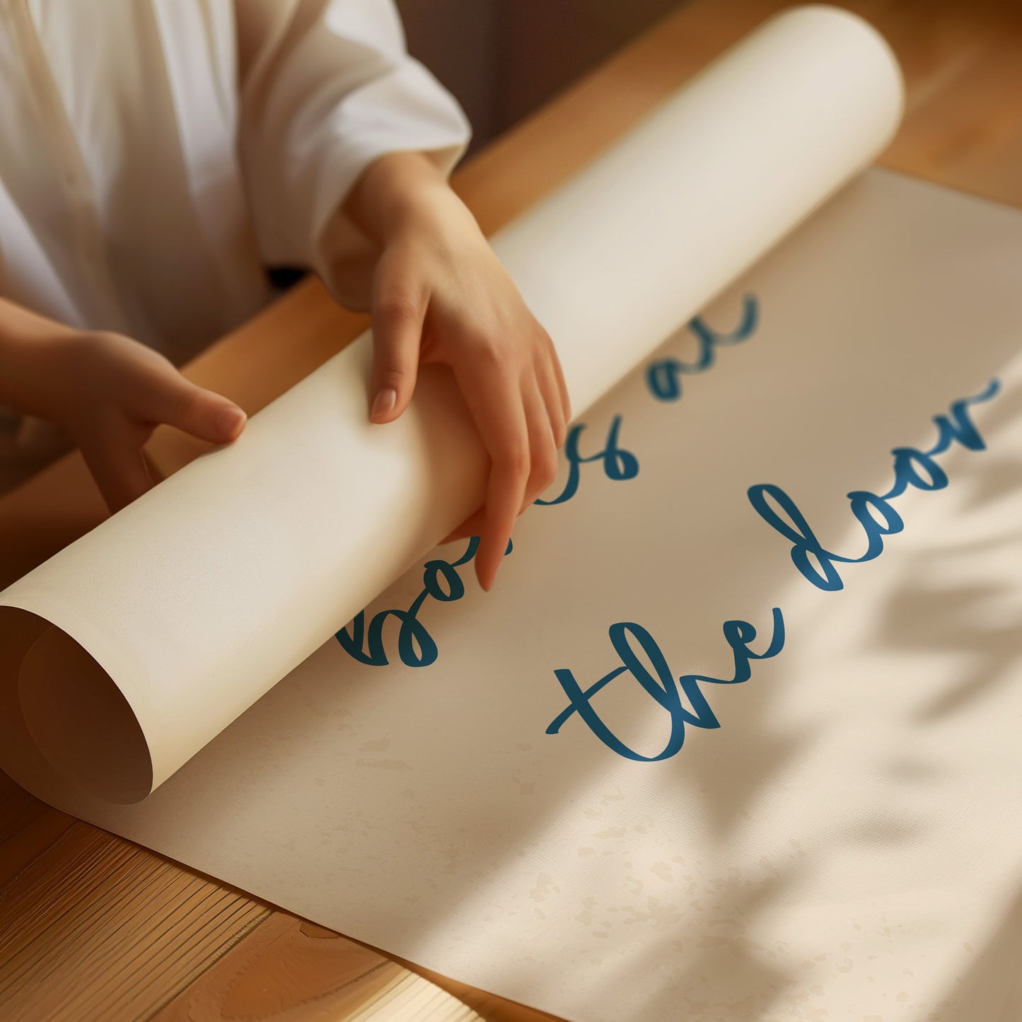 Blue Ink Welcome On Cream