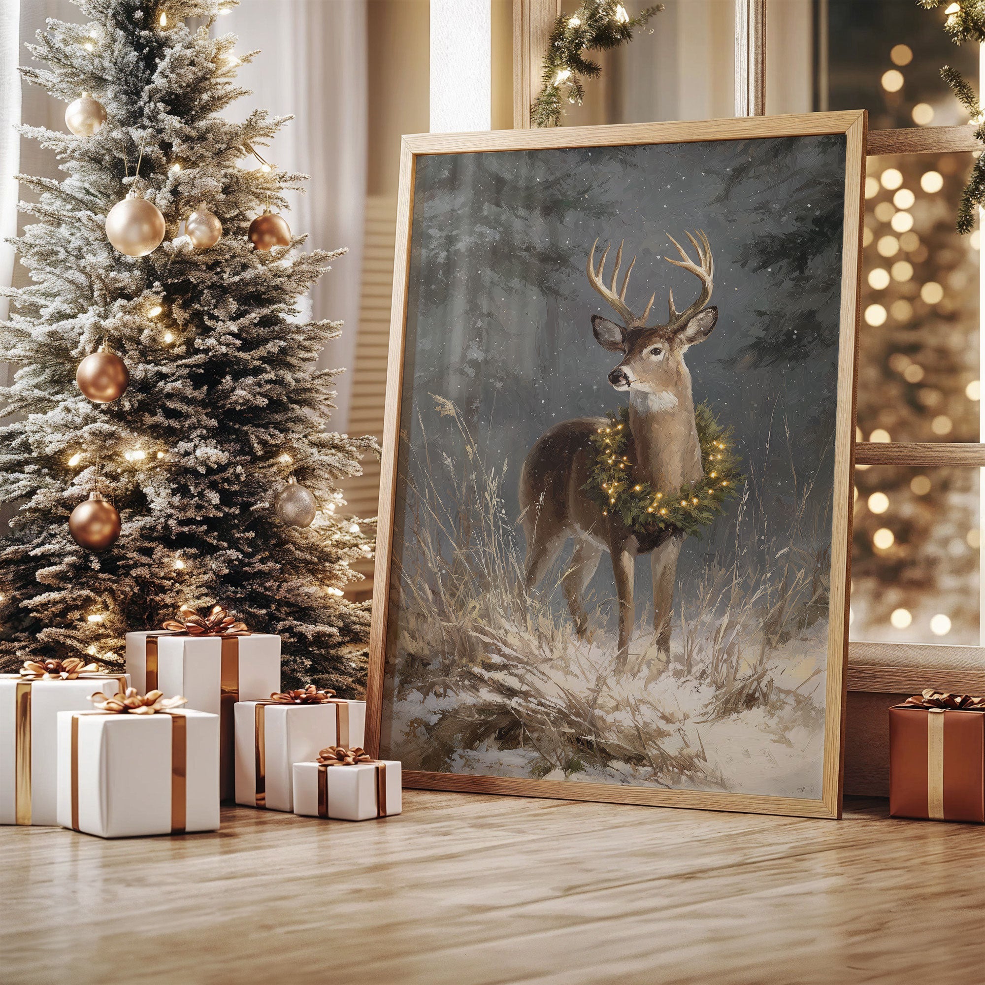 Starlit Stag Wears Winter's Crown
