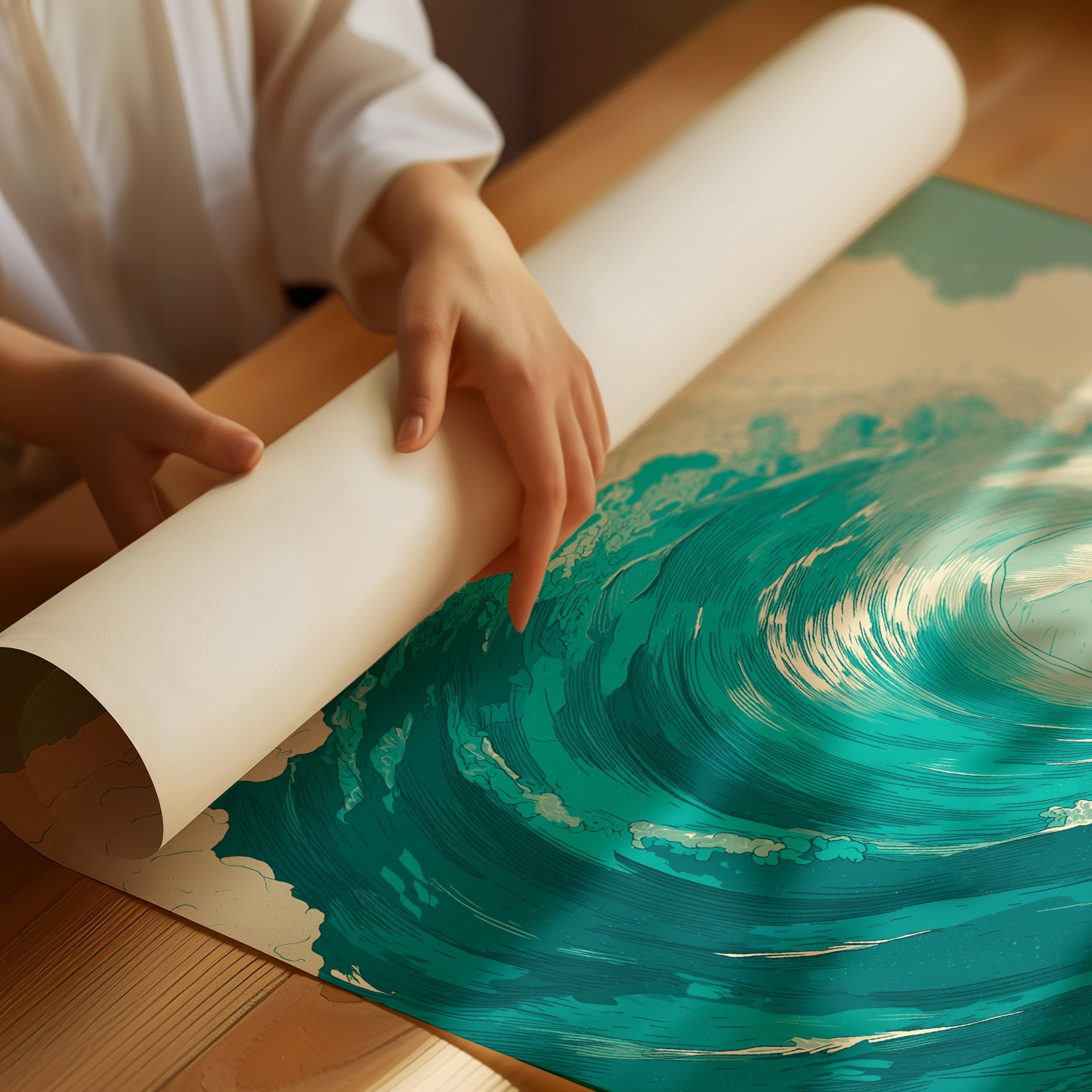 Teal Currents Meet Desert Calm