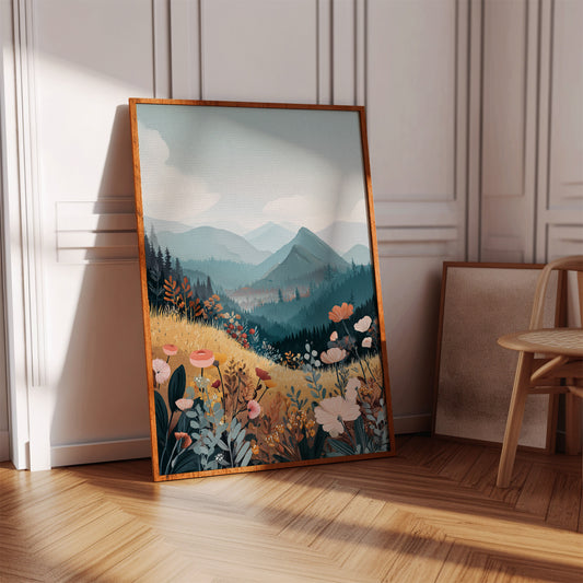 Fields of Color Beneath Mountains