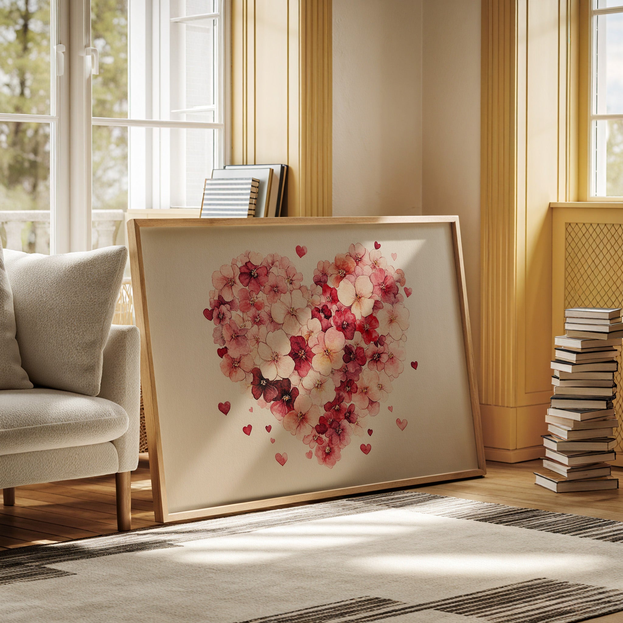 Love Blooms In Watercolor Hearts