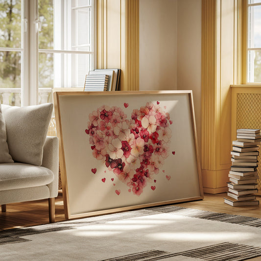 Love Blooms In Watercolor Hearts