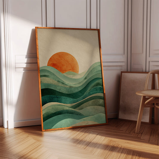 Waves Cradle the Setting Sun