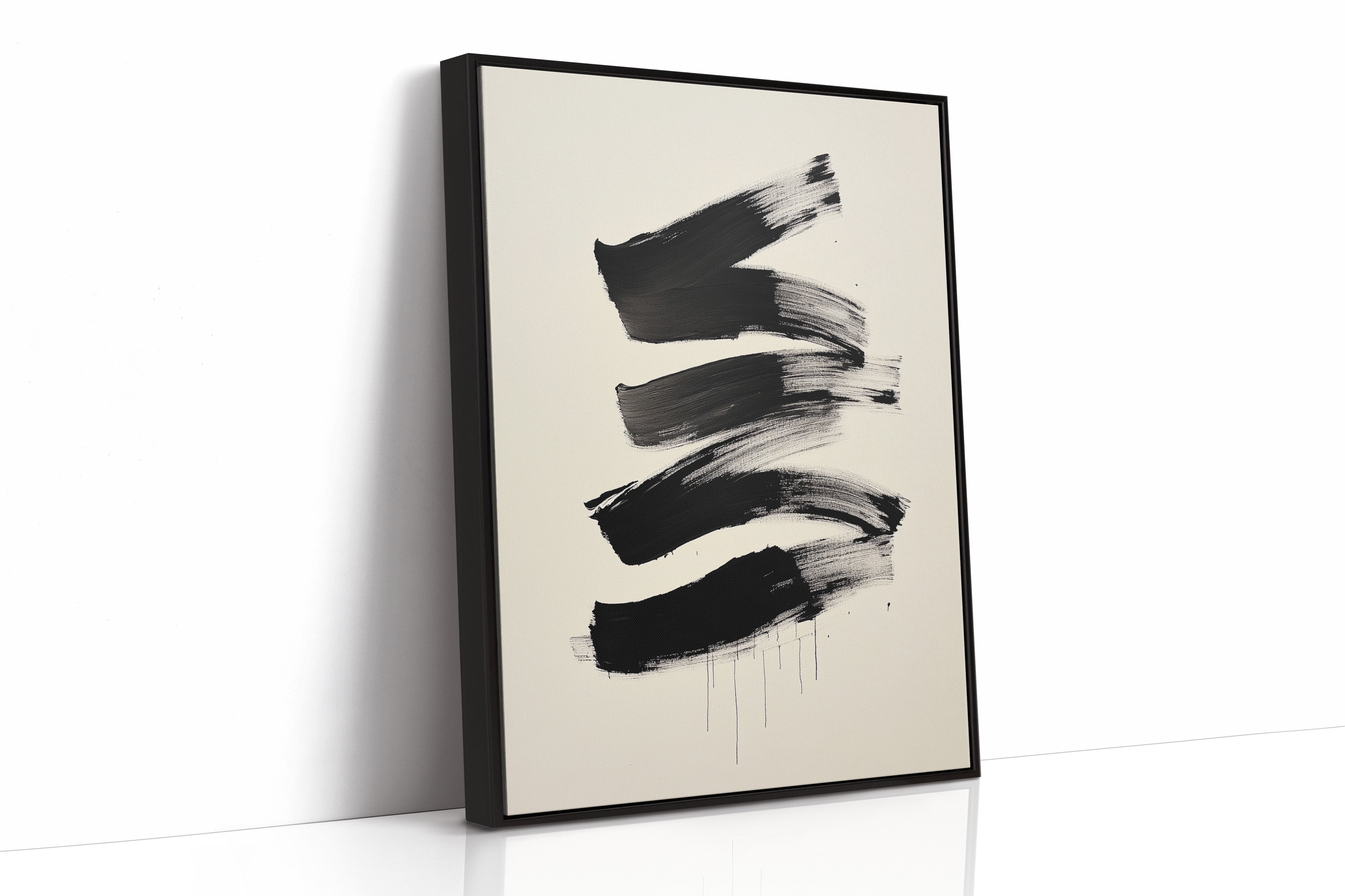 Black Strokes Dance Through Rain