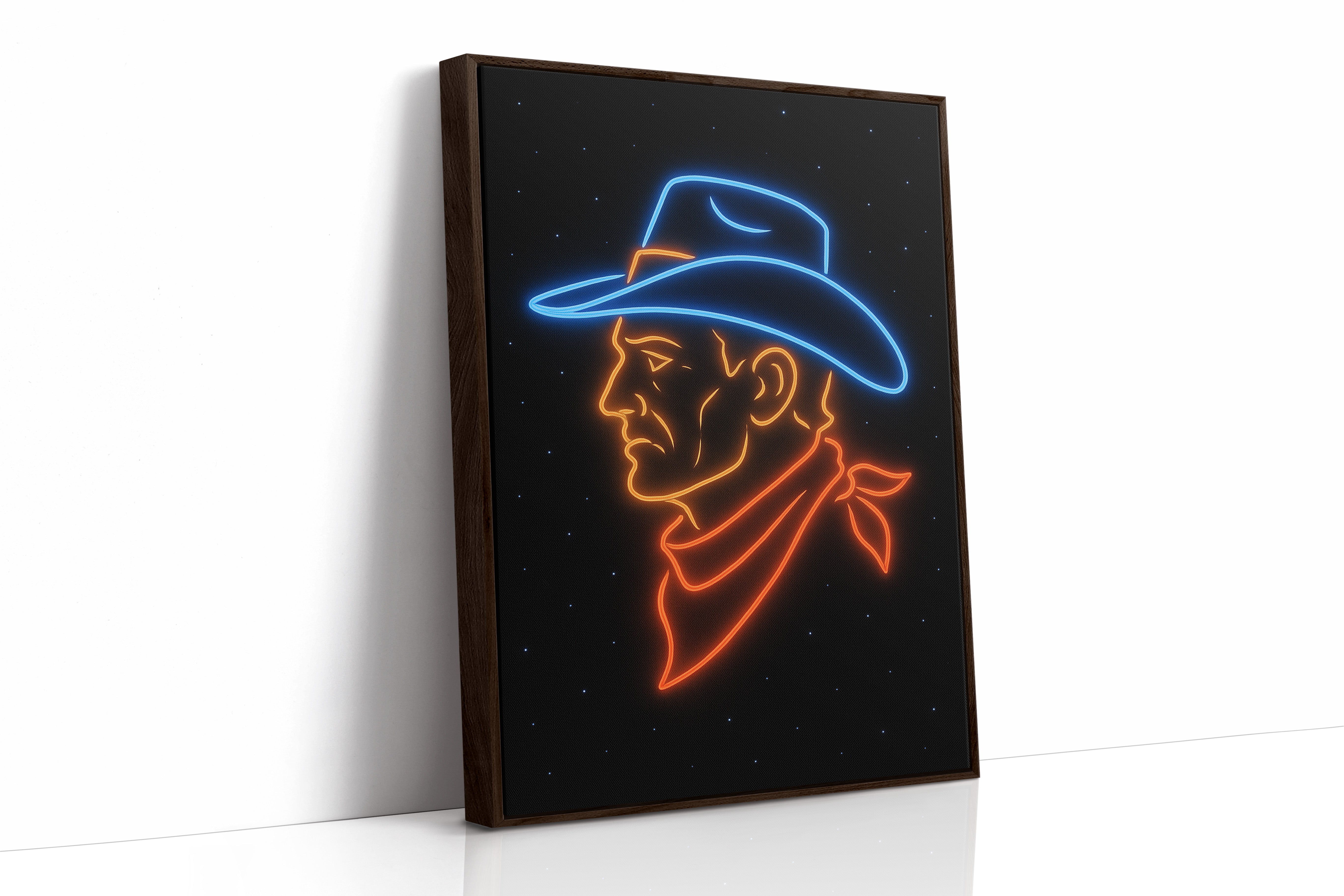 Neon Cowboy in the Starry Night