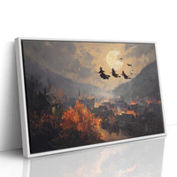 Witches Soar Over Burning Village