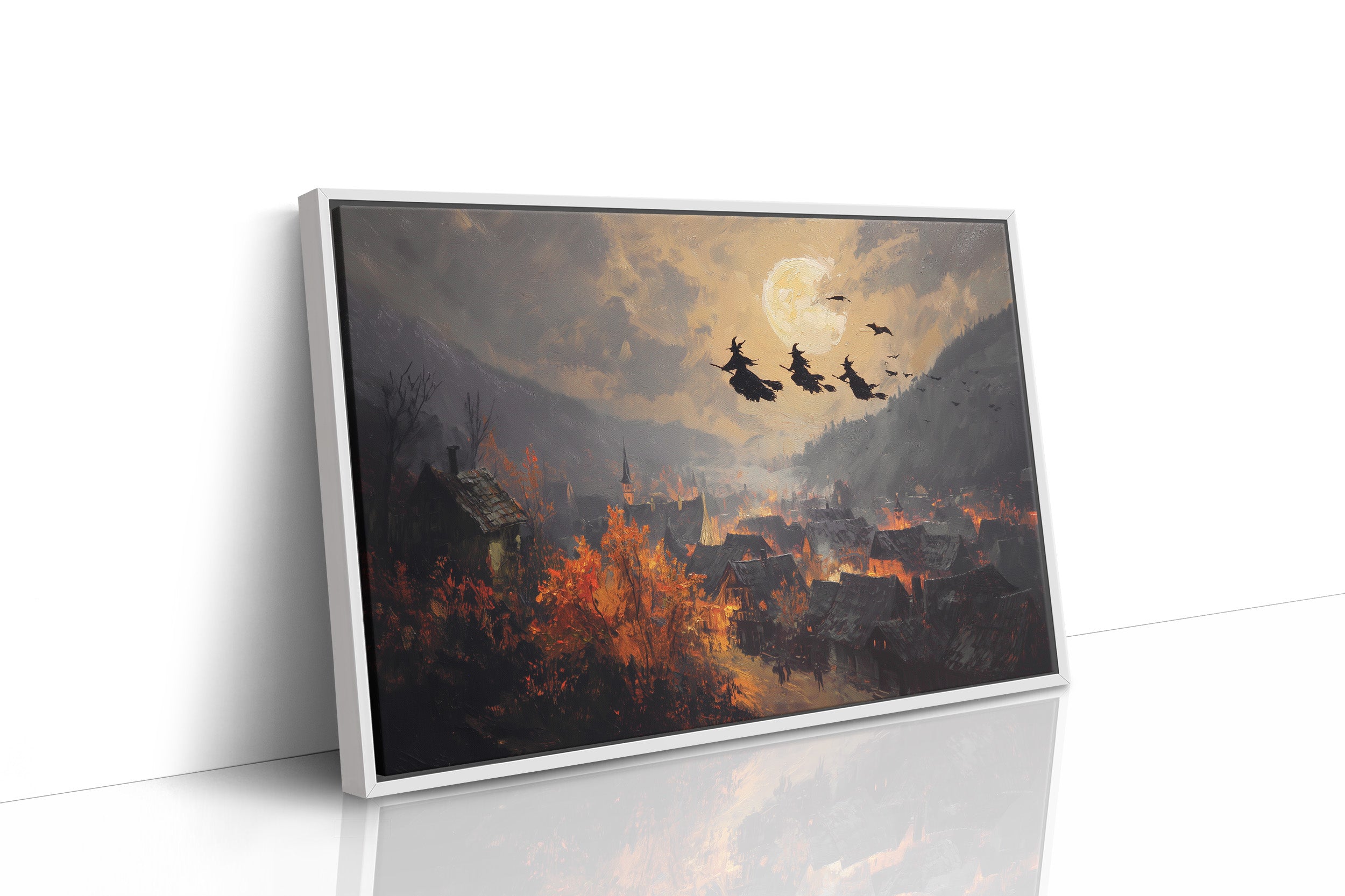 Witches Soar Over Burning Village