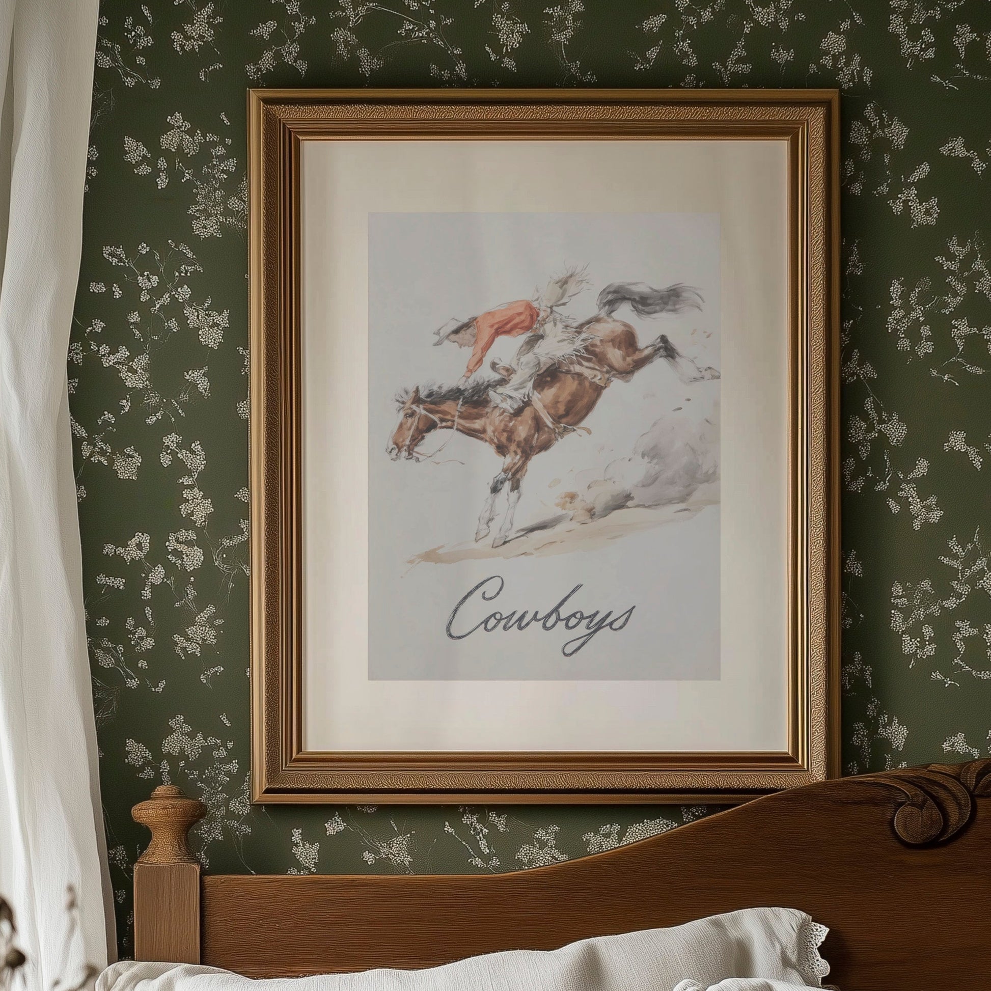 Wild Mustang Chase - Bronc Riding Cowboys