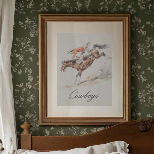 Wild Mustang Chase - Bronc Riding Cowboys