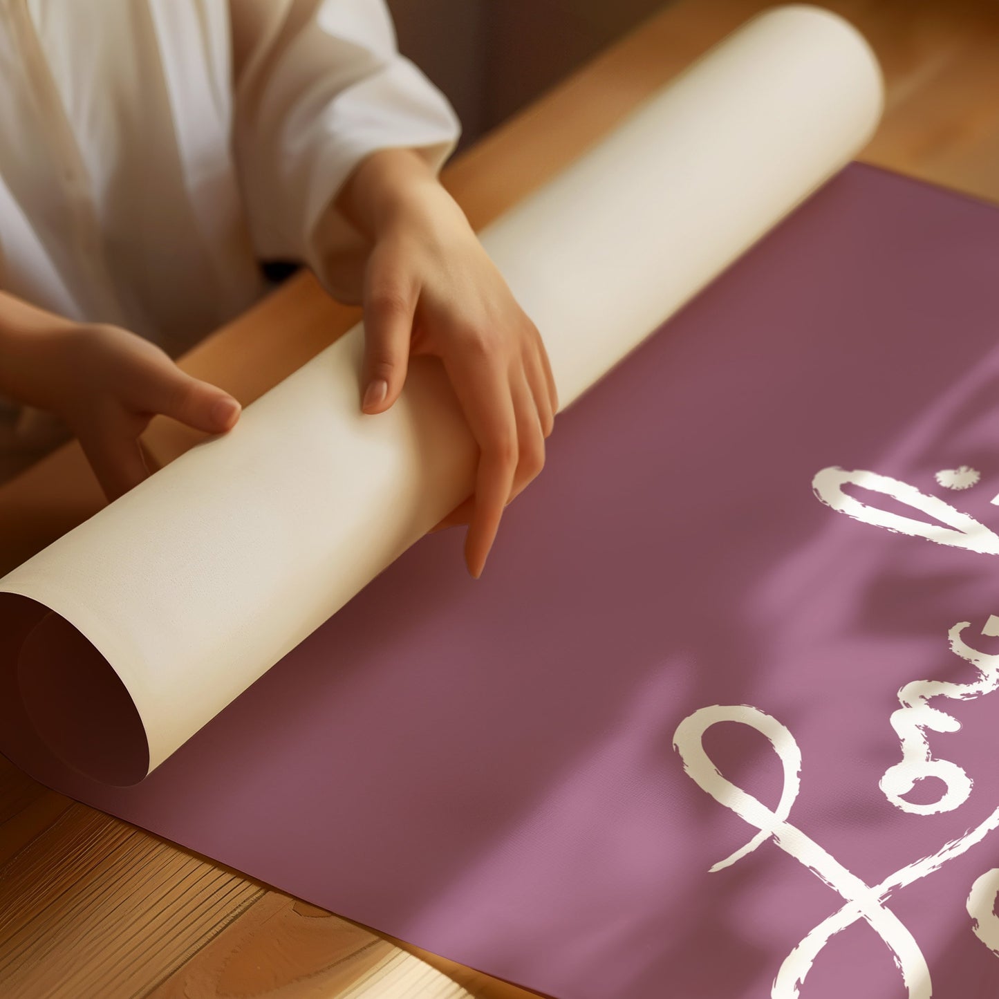 Mauve Canvas With Flowing Words