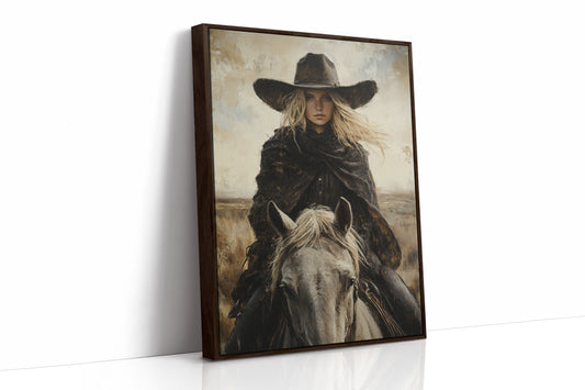 Rider in Black on White Horse
