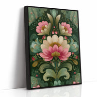 Pink and Cream on Forest Green