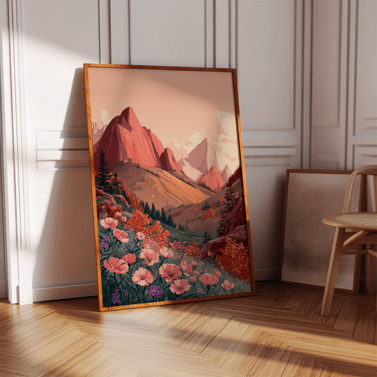 Mountains Embrace Their Floral Veil