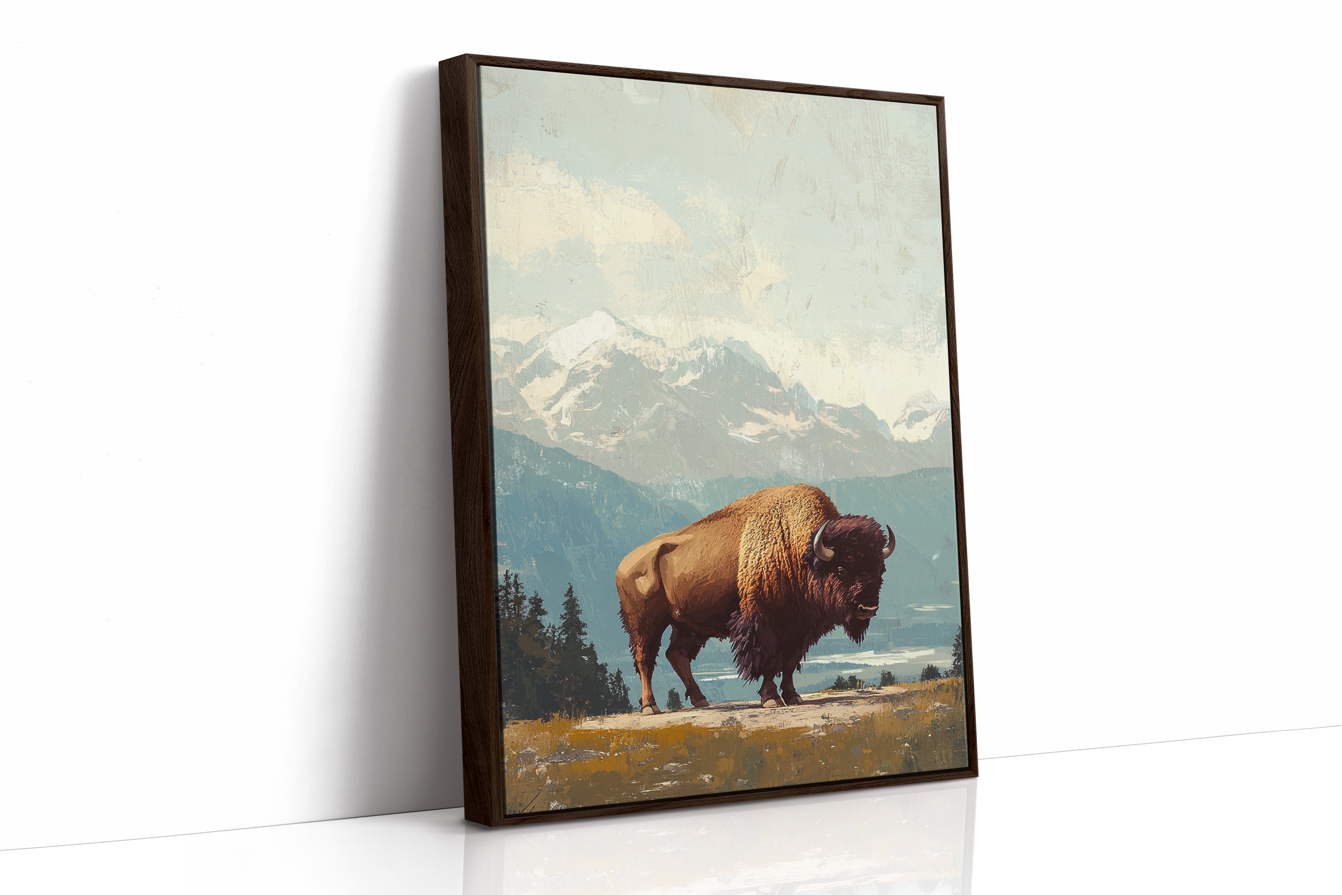 Bison Beneath the Mountain Sky