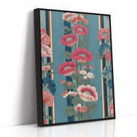 Hot Pink Blooms on Faded Blue