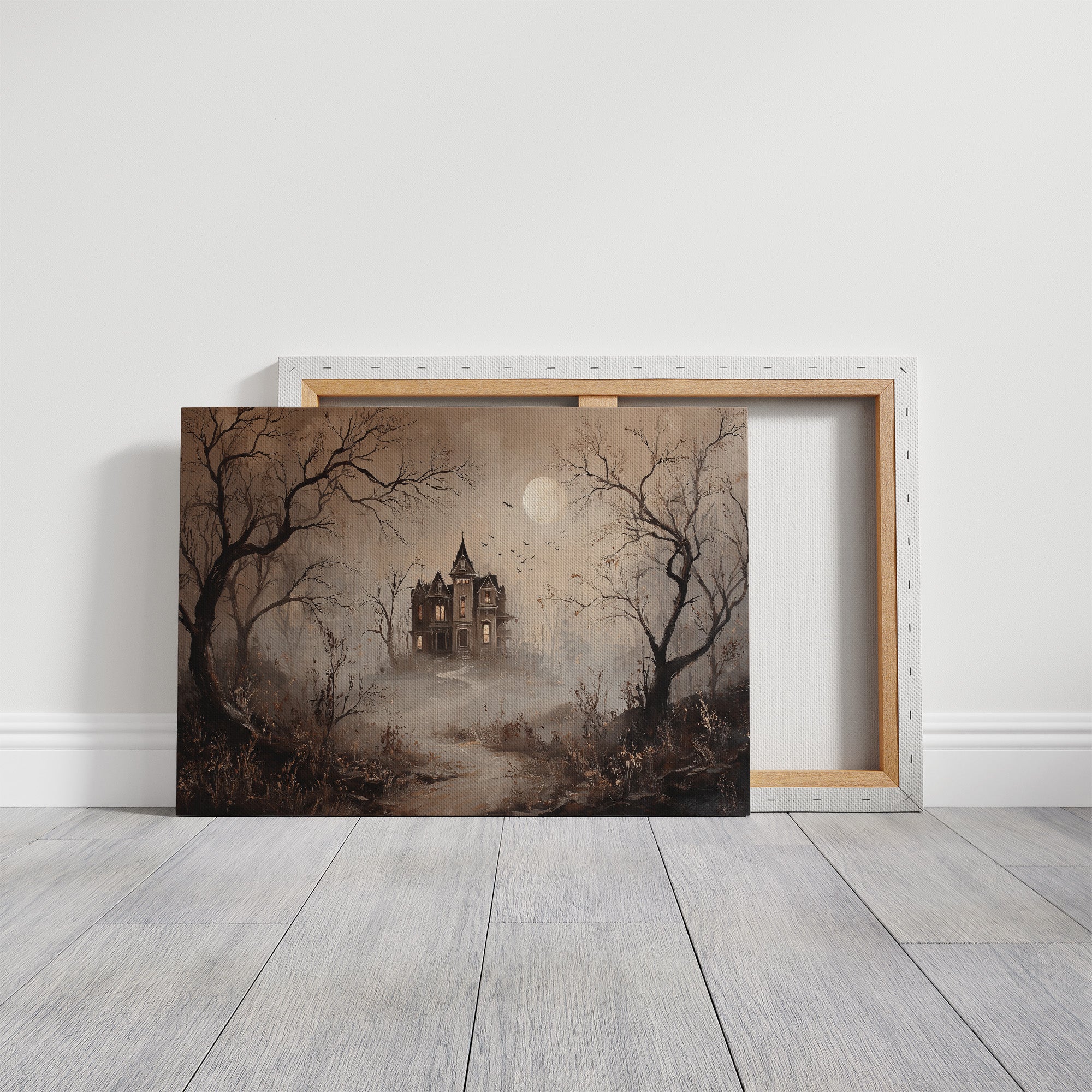 Fogbound Manor Under Moonlight