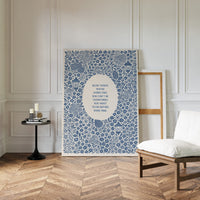 Blue Floral Lantern Quote Print – Slow Down, You’re Doing Fine