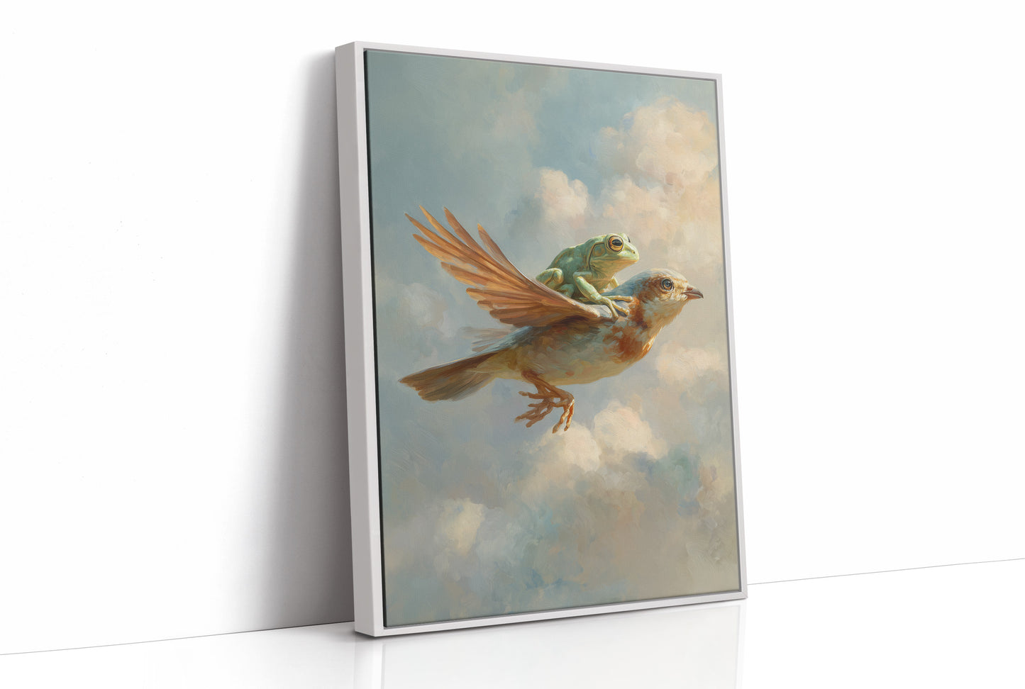 Unlikely Companions Soar Through Cloudy Skies