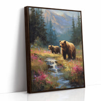 Wild Meadow Bears Find Mountain Stream