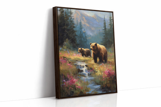 Wild Meadow Bears Find Mountain Stream