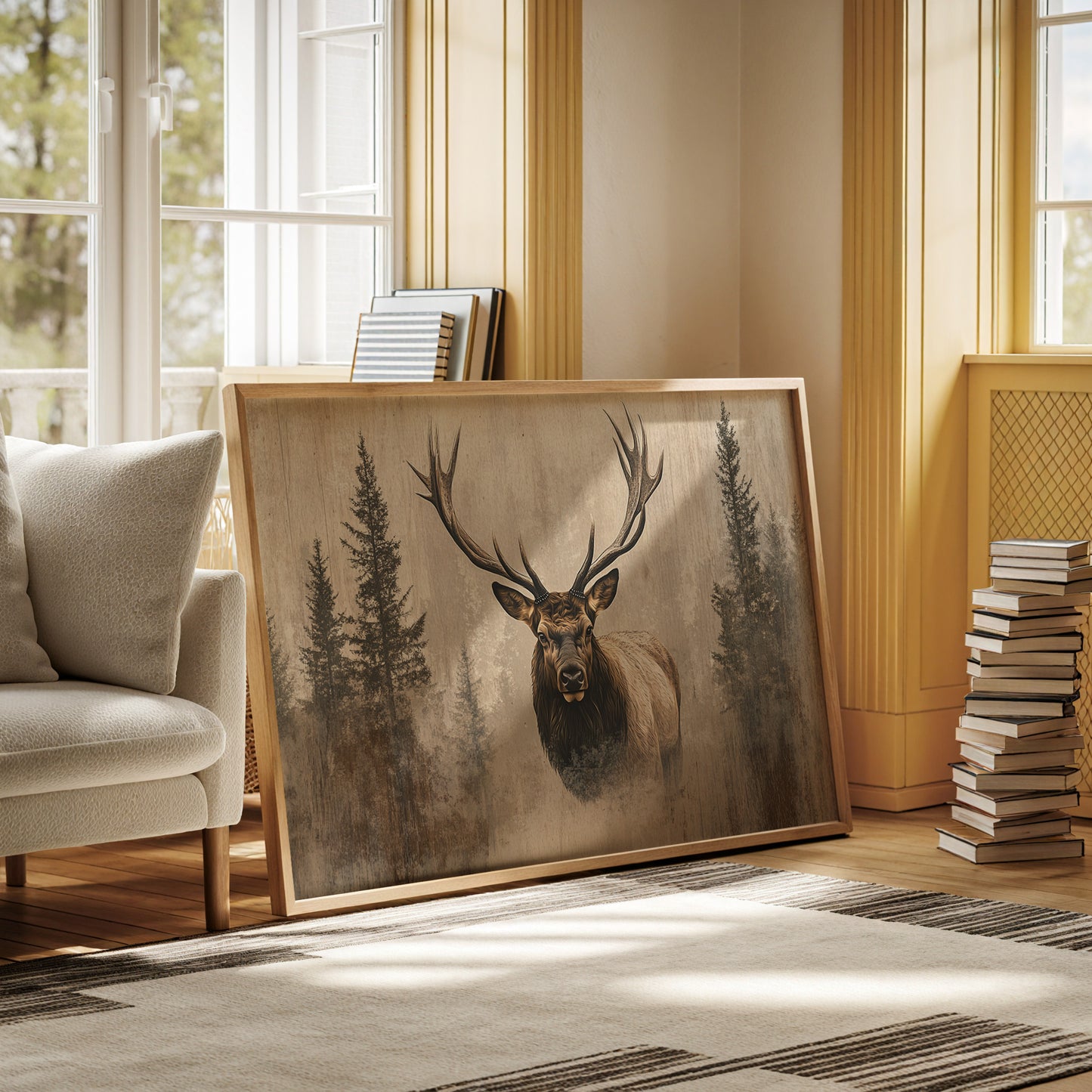 Noble Elk Among Winter Pines