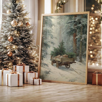 Forgotten Wagon In Winter Woods