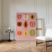 Fruits of Love – Feminine Fruit Print on Pink